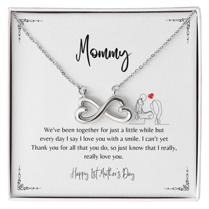 We've been together for just a little while - heart-shaped infinity symbol