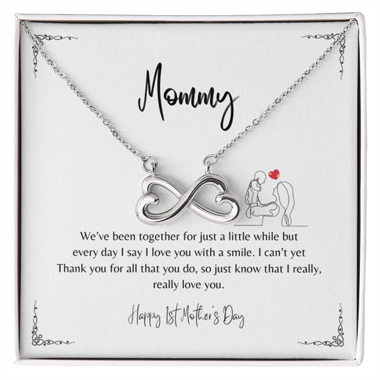 We've been together for just a little while - heart-shaped infinity symbol