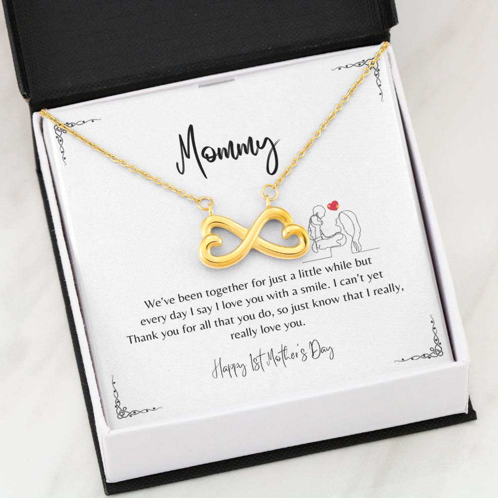 We've been together for just a little while - heart-shaped infinity symbol