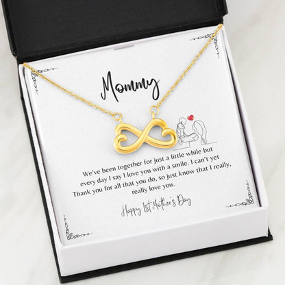 We've been together for just a little while - heart-shaped infinity symbol