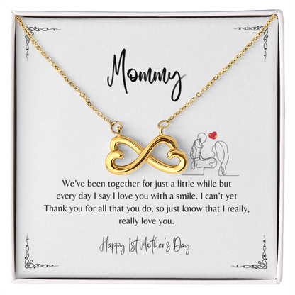 We've been together for just a little while - heart-shaped infinity symbol