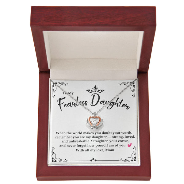 Fearless Daughter - Crown Pendant Necklace From Mom