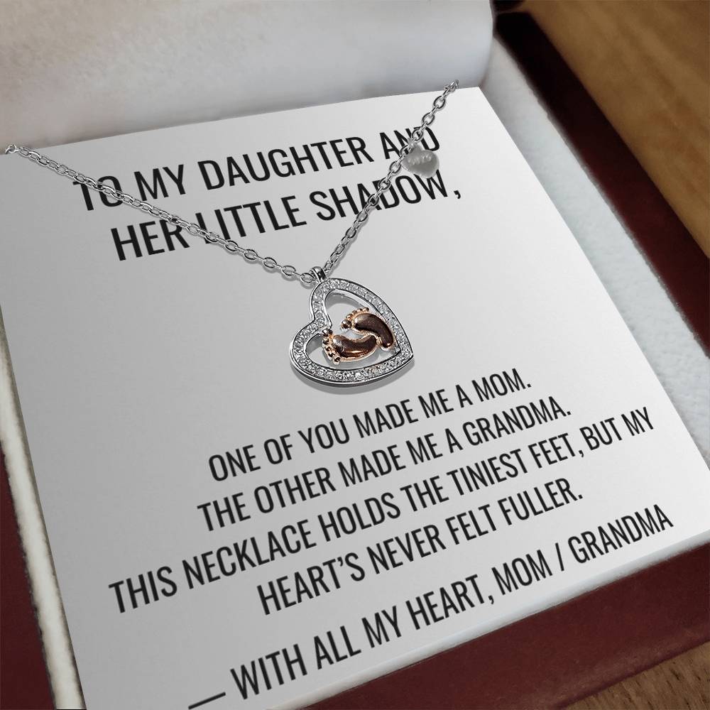 You made me a Mom - Baby Feet Heart Necklace First Mother's Day