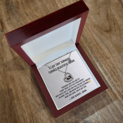 To My Tiny Tornado - Baby Feet Heart Necklace First Mother's Day
