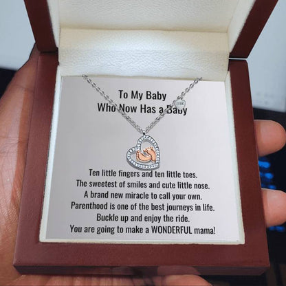 To My Baby - -  Baby Feet Heart Necklace   First Mother's Day