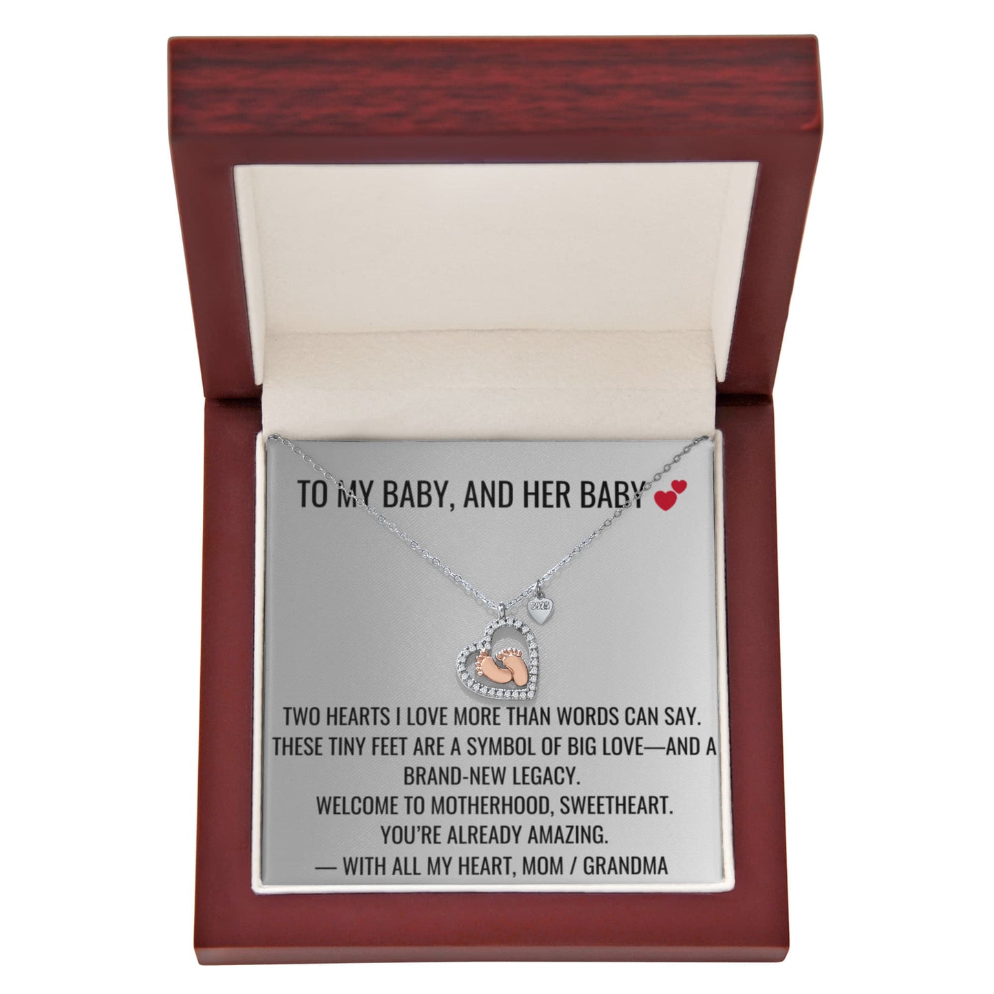 Two Hearts - Baby Feet Heart Necklace First Mother's Day