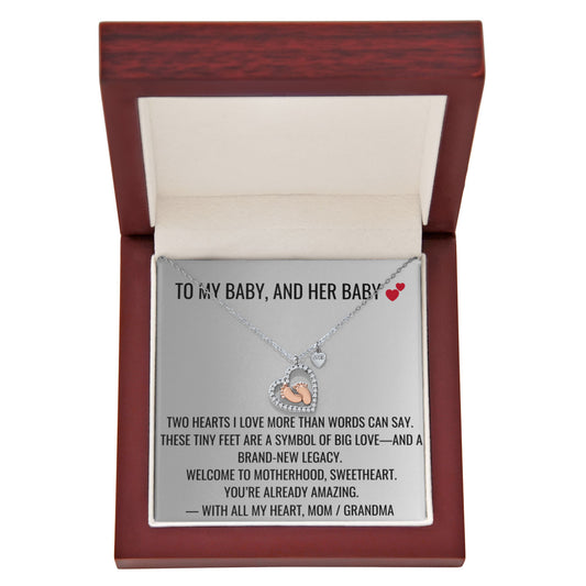 Two Hearts - Baby Feet Heart Necklace First Mother's Day