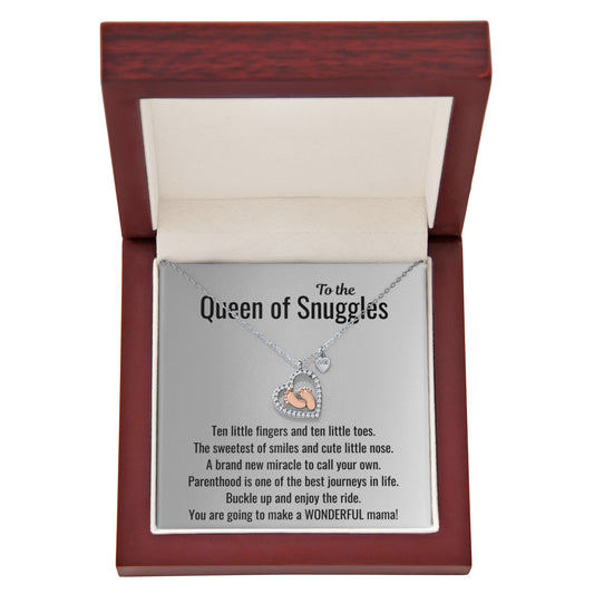 Queen Of Snuggles -  Baby Feet Heart Necklace  First Mother's Day