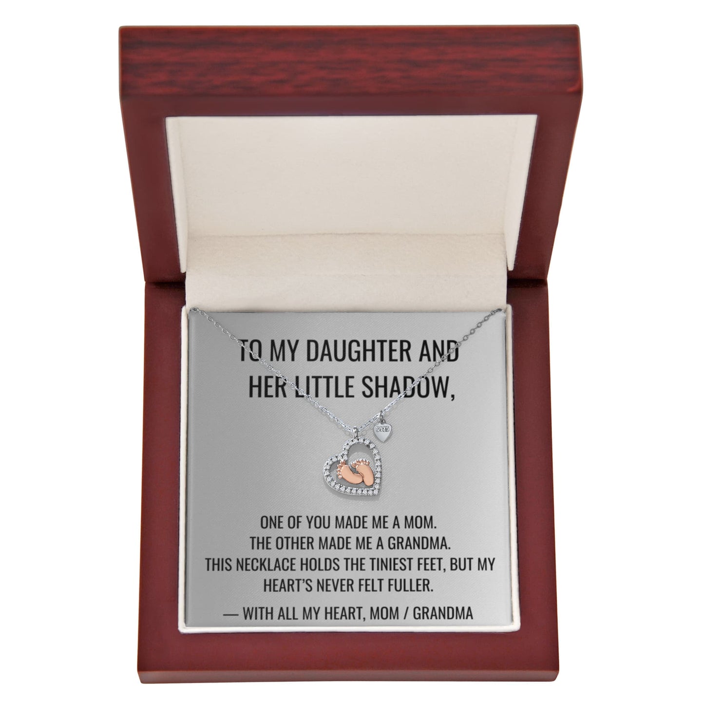 You made me a Mom - Baby Feet Heart Necklace First Mother's Day