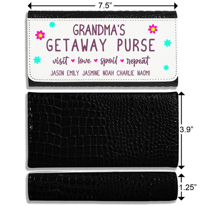 Grandma's Getaway Purse With Kids Names - Faux Crocodile Skin Faux Ladies Purse