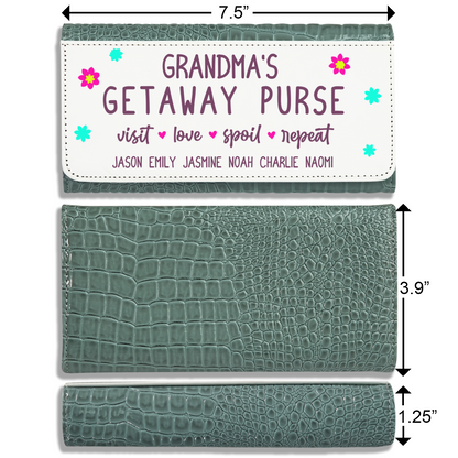 Grandma's Getaway Purse With Kids Names - Faux Crocodile Skin Faux Ladies Purse