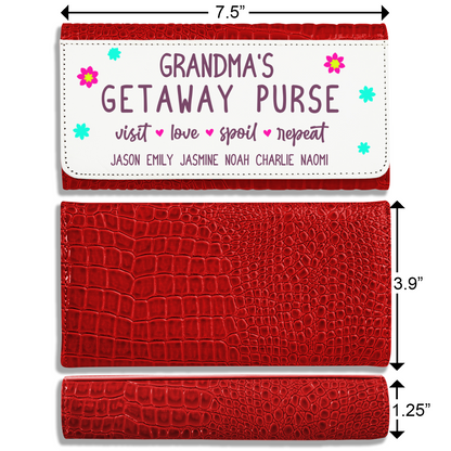 Grandma's Getaway Purse With Kids Names - Faux Crocodile Skin Faux Ladies Purse