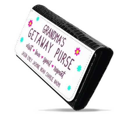 Grandma's Getaway Purse With Kids Names - Faux Crocodile Skin Faux Ladies Purse