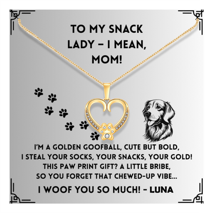 I'm a Golden Goofball -  Paw Heart Pendant