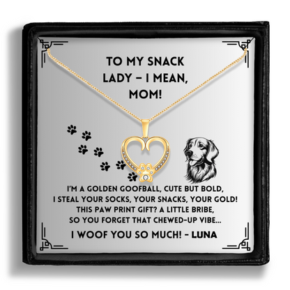 I'm a Golden Goofball -  Paw Heart Pendant