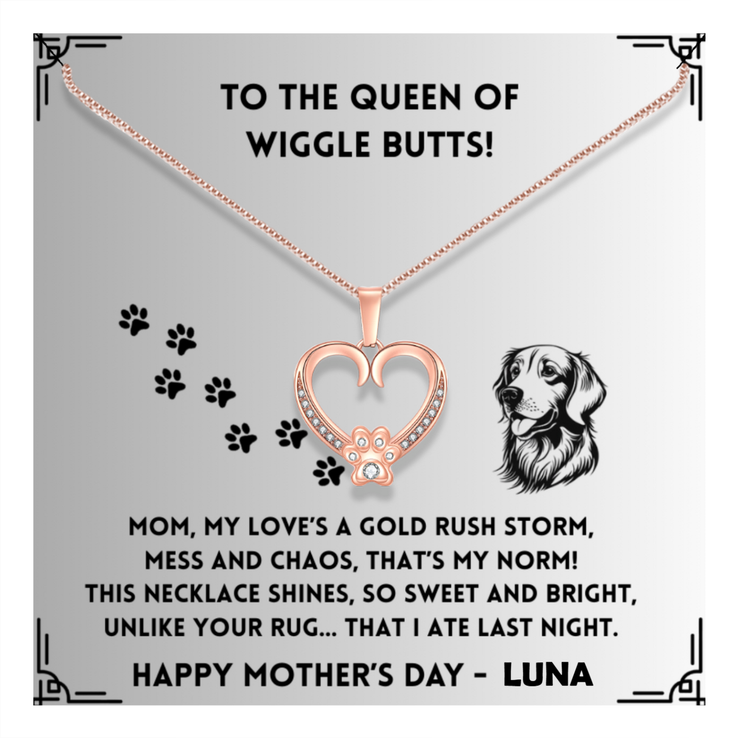 My Love's A Gold Rush -  Paw Heart Pendant