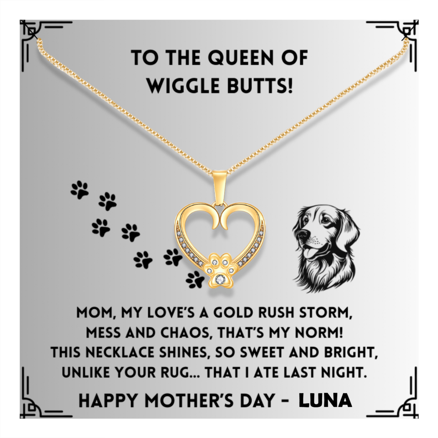 My Love's A Gold Rush -  Paw Heart Pendant