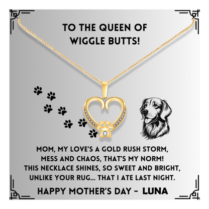My Love's A Gold Rush -  Paw Heart Pendant