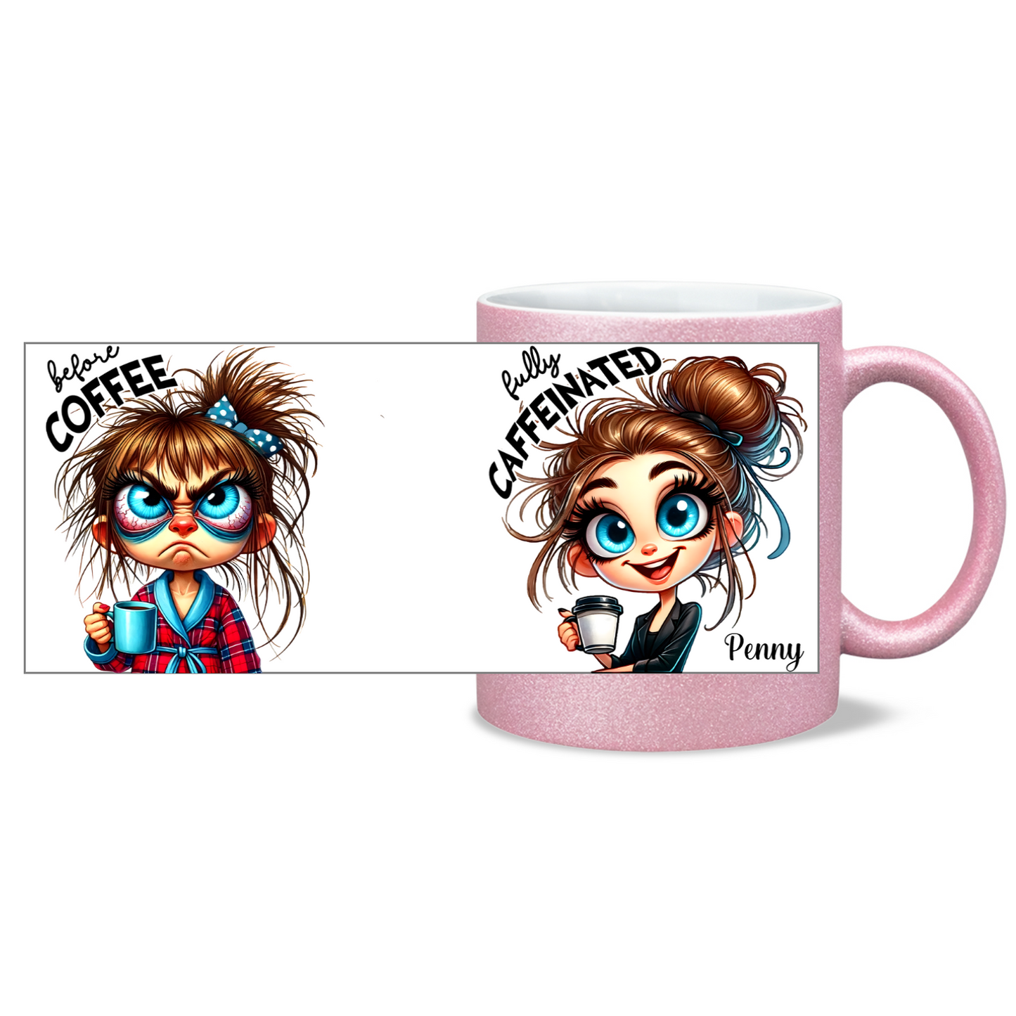 Before & After Coffee - 11oz Ceramic Sparkling Mugs