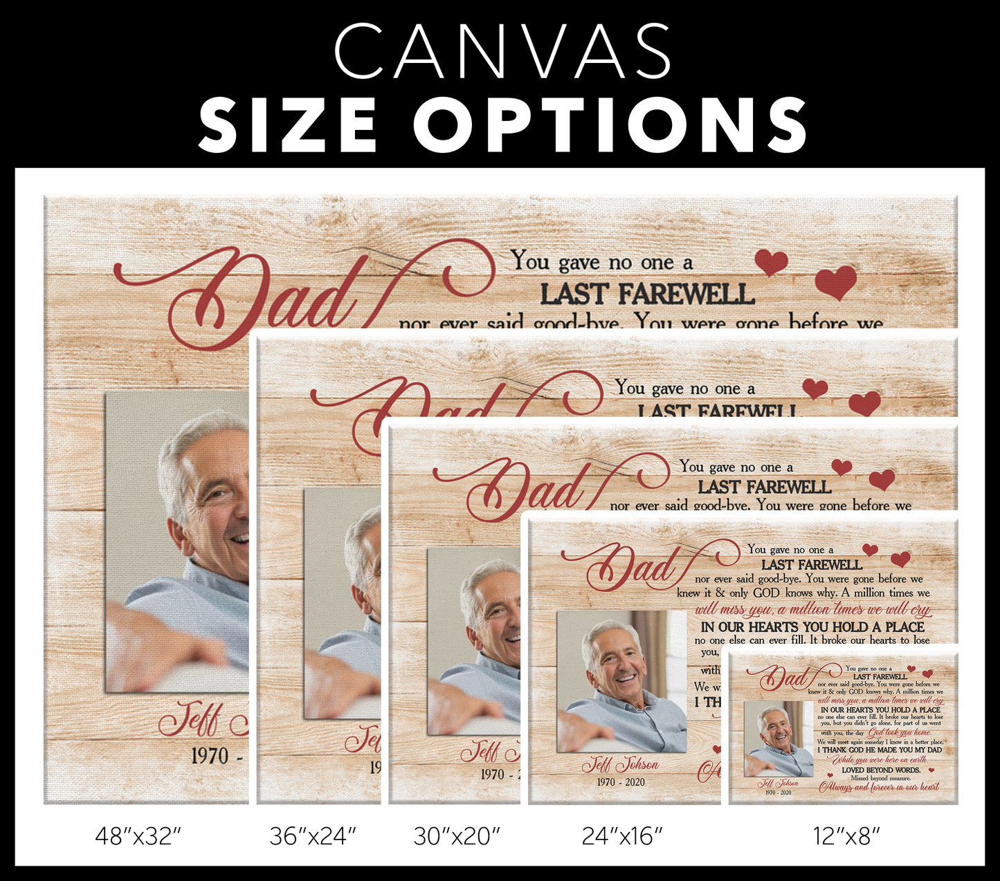 Dad you gave no one a Last Farewell Canvas Print | Personalized Framed Canvas Art - Touch Of Divine