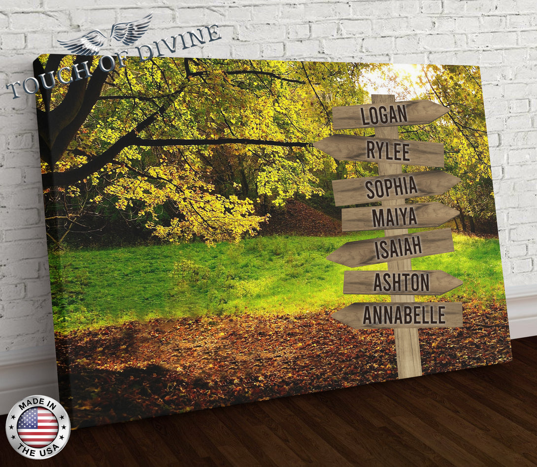 Forest Family Names Signpost Canvas Print | Personalized Framed Canvas Art - Touch Of Divine