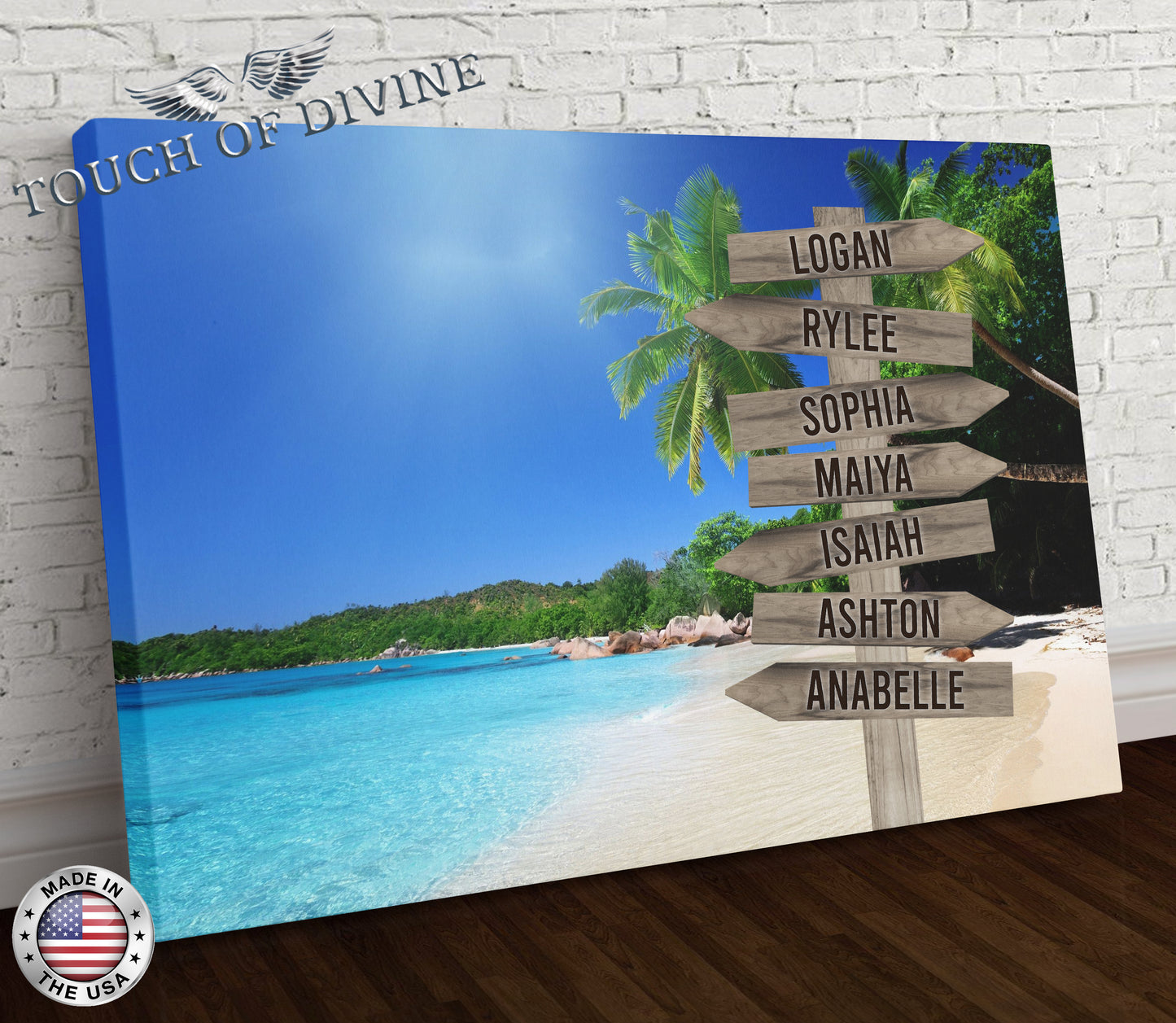 Beach Family Names Signpost Canvas Print | Personalized Framed Canvas Art - Touch Of Divine