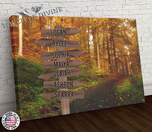 Forest Family Names Signpost Canvas Print | Personalized Framed Canvas Art - Touch Of Divine