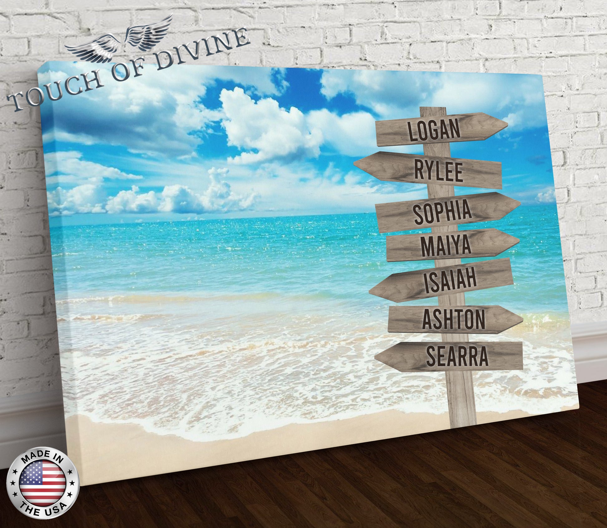 Beach Family Names Signpost Canvas Print | Personalized Framed Canvas Art - Touch Of Divine