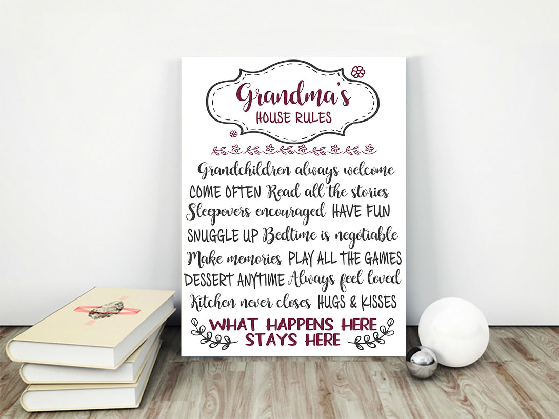 Grandma House Rules | Framed Canvas Art - Touch Of Divine