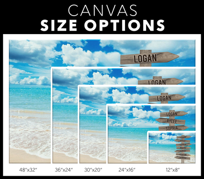 Beach Family Names Signpost Canvas Print | Personalized Framed Canvas Art - Touch Of Divine