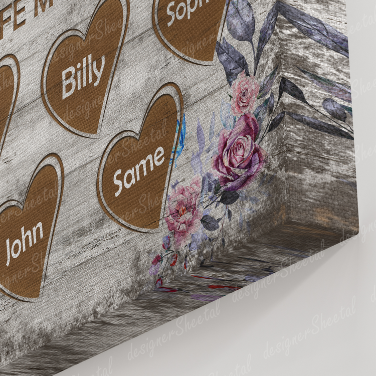 Grandkids 15 Names Sign Post Canvas Print | Personalized Framed Canvas Art - Touch Of Divine