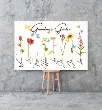 Grandma's Garden 8 Names Canvas Print | Personalized Framed Canvas Art - Touch Of Divine