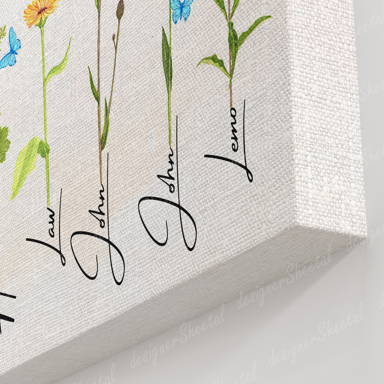 Grandma's Garden 8 Names Canvas Print | Personalized Framed Canvas Art - Touch Of Divine
