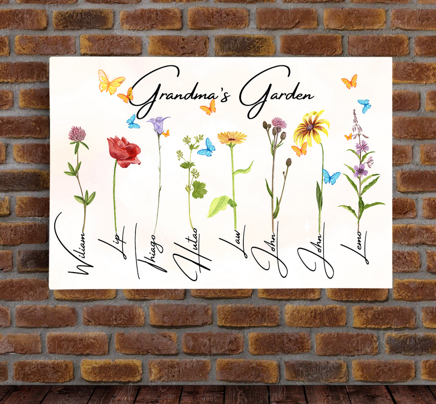 Grandma's Garden 8 Names Canvas Print | Personalized Framed Canvas Art - Touch Of Divine