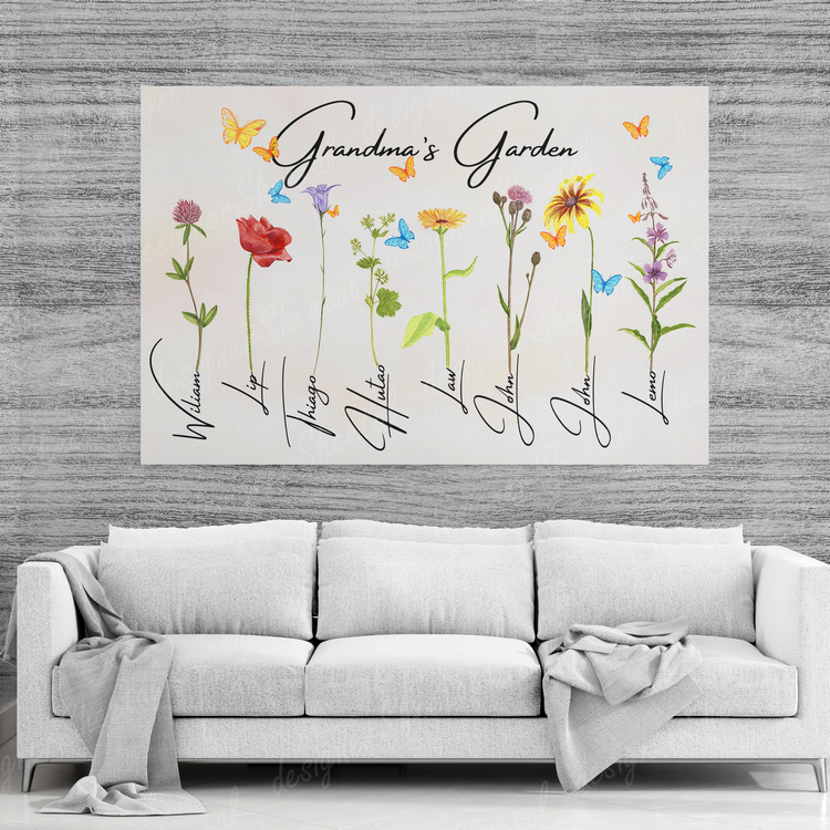 Grandma's Garden 8 Names Canvas Print | Personalized Framed Canvas Art - Touch Of Divine
