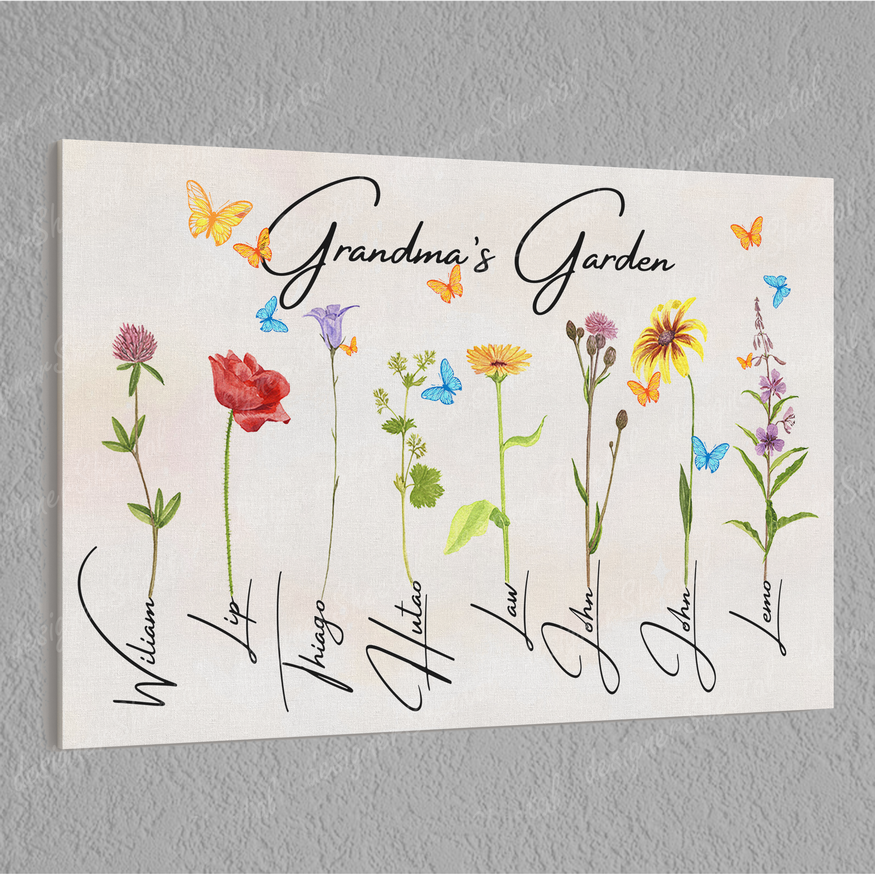 Grandma's Garden 8 Names Canvas Print | Personalized Framed Canvas Art - Touch Of Divine