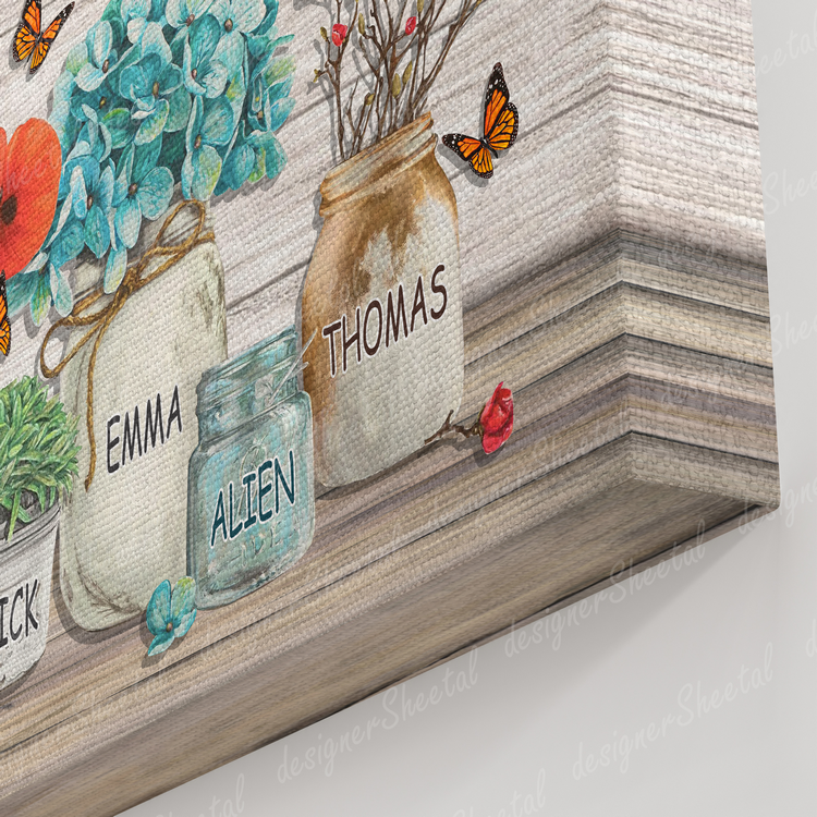 Grandma's Heart 6 Names Canvas Print | Personalized Framed Canvas Art - Touch Of Divine