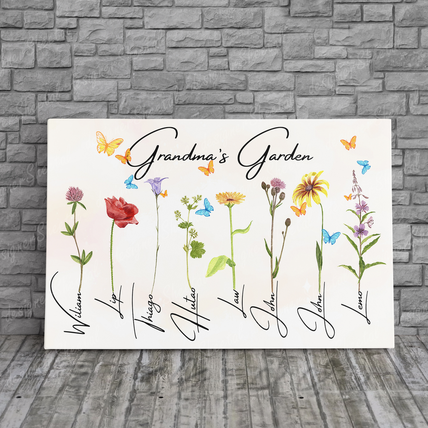 Grandma's Garden 8 Names Canvas Print | Personalized Framed Canvas Art - Touch Of Divine
