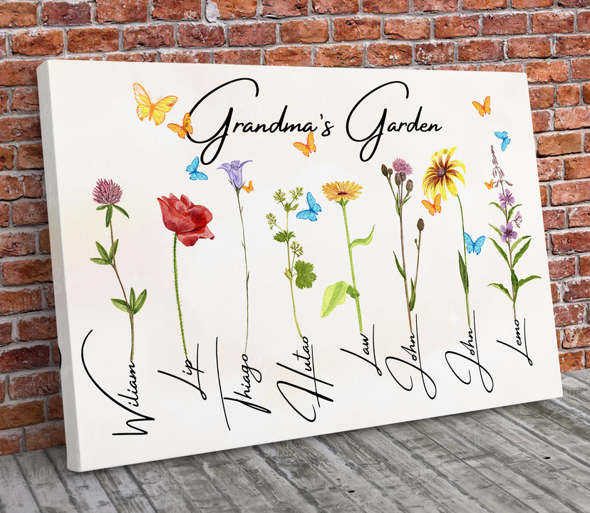 Grandma's Garden 8 Names Canvas Print | Personalized Framed Canvas Art - Touch Of Divine