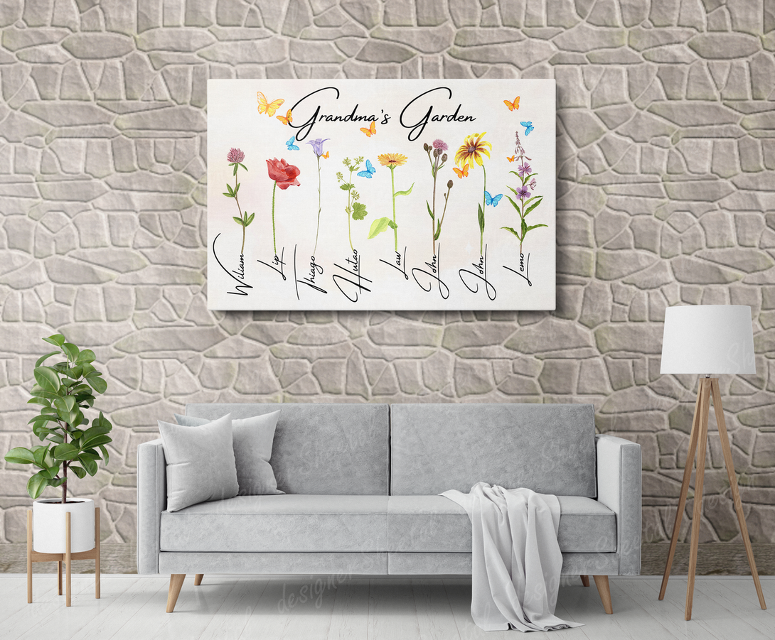 Grandma's Garden 8 Names Canvas Print | Personalized Framed Canvas Art - Touch Of Divine
