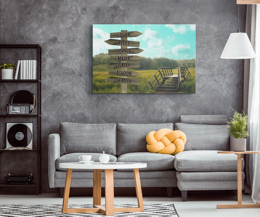 Grassfield Family Names Signpost Canvas Print | Personalized Framed Canvas Art - Touch Of Divine