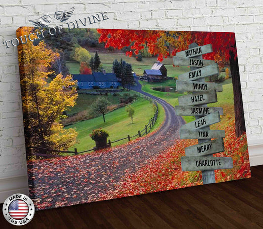 Autumn Family Names Boardwalk Canvas Print | Personalized Framed Canvas Art - Touch Of Divine