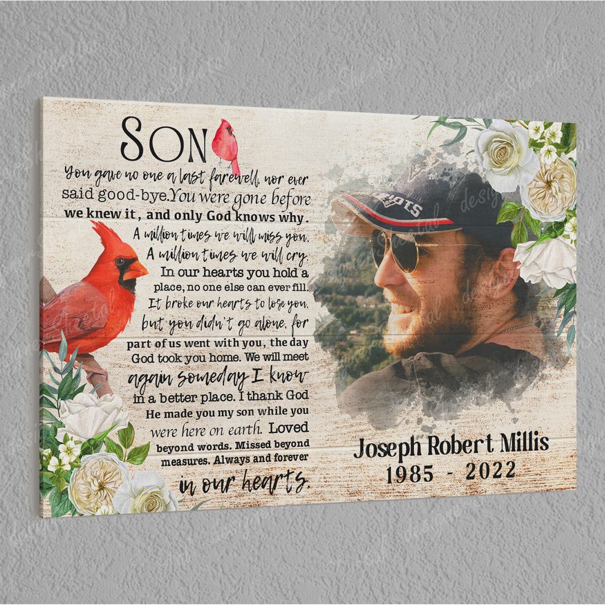 Rest in peace, for Son, last farewell memorial canvas, Bereavement Gift, heaven canvas Art - Touch Of Divine