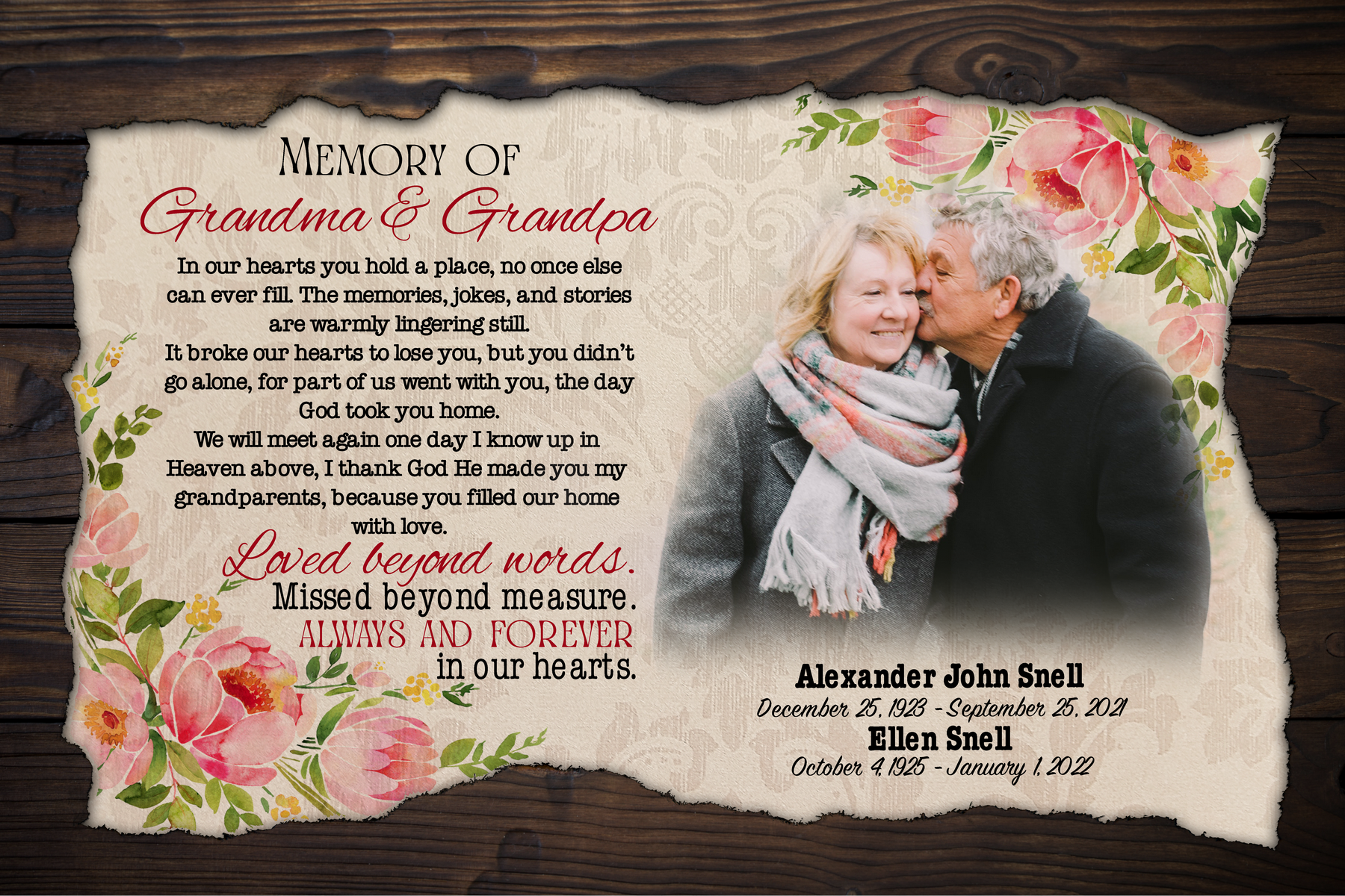 Rest in peace, Memory of Grandma and Grandpa, Grandparent in heaven canvas Art - Touch Of Divine