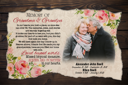 Rest in peace, Memory of Grandma and Grandpa, Grandparent in heaven canvas Art - Touch Of Divine