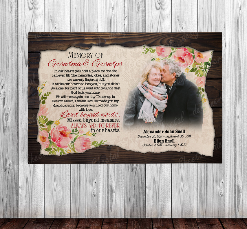 Rest in peace, Memory of Grandma and Grandpa, Grandparent in heaven canvas Art - Touch Of Divine