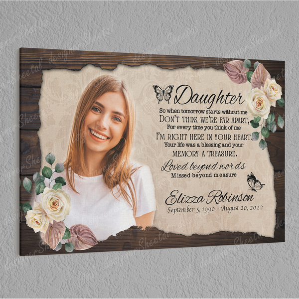 Rest in peace, for Daughter, last farewell memorial canvas, Bereavement Gift, heaven canvas Art - Touch Of Divine