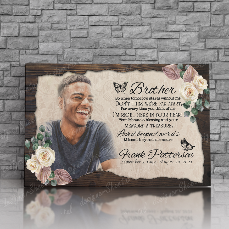 Rest in peace, for Brother, last farewell memorial canvas, Bereavement Gift, heaven canvas Art - Touch Of Divine