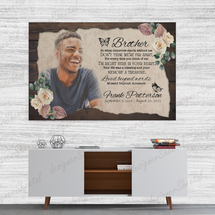 Rest in peace, for Brother, last farewell memorial canvas, Bereavement Gift, heaven canvas Art - Touch Of Divine