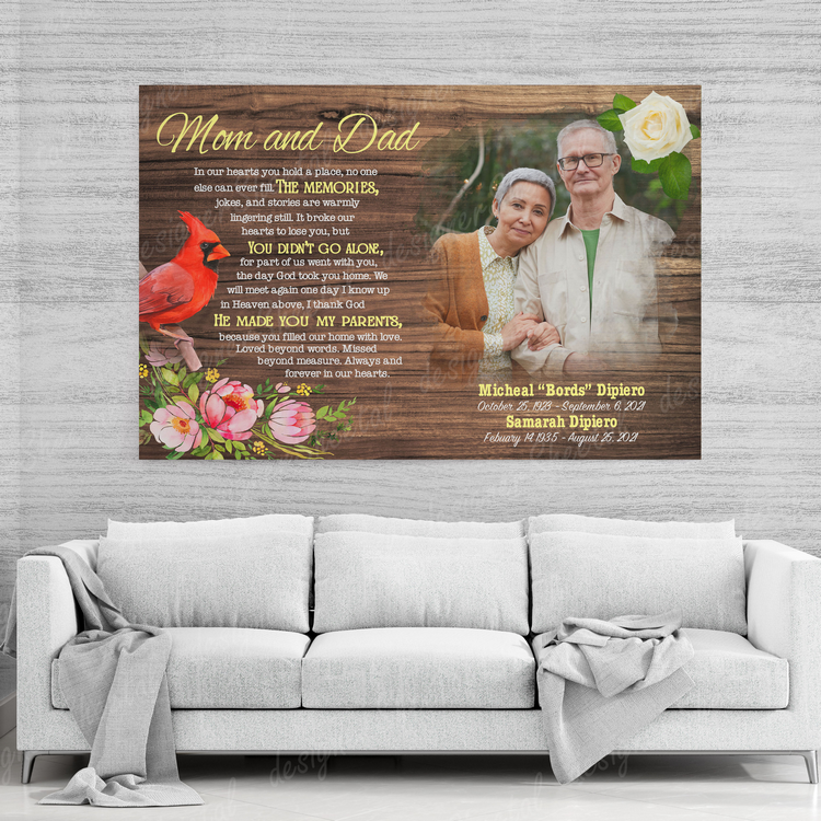 Rest in peace, Memory of Mom and Dad, Parents in heaven canvas Art - Touch Of Divine